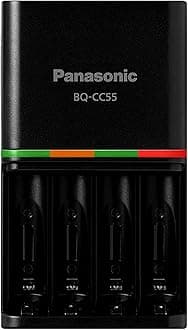 Eneloop Panasonic BQ-CC55KSBHA Advanced pro Rechargeable Battery 4 Hour Quick Charger with 4 LED Charge Indicator Lights, Black