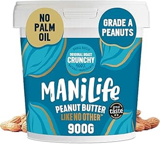 ManiLife Original Roast Crunchy Natural Peanut Butter 900g | High Protein, No Palm Oil & No Added Sugar | Made from Single Origin Argentine Grade A Peanuts (packaging may vary)