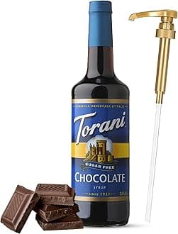 Jimoco® Syrup Pump Dispenser + Torani® Sugar Free Chocolate Syrup, 25.4 oz - Coffee Syrup Pump & Flavoring Bundle