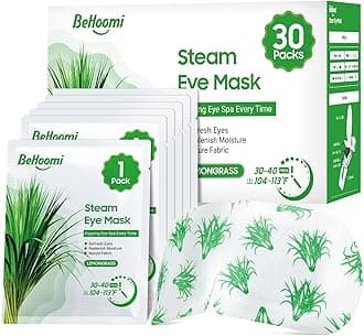 30Packs Steam Eye Mask, Heated Eye Mask Warm Compress for Eyes, Self Heating Disposable Steam Mask for Home Sleep, Spa, Travel Essentials & Relaxation Gifts, Stocking Stuffers (Lemongrass)