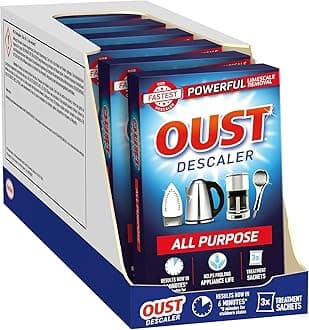 Oust Powerful All Purpose Descaler, New Formula, Limescale Remover – Ideal for Kettles, Coffee Machines, Irons and Shower Heads, 3 Sachets x 6 (18 Sachets Total)