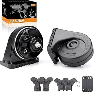 FARBIN Car Horn Compatible with Hyundai/Kia. 12V Waterproof Auto Horn Loud High/Low Tone Electric Snail Horns with Protective Grill (black horn with plug for Hyundai)