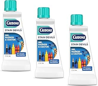 Carbona Stain Devils® #3 | Ink, Marker & Crayon | Professional Strength Laundry Stain Remover | Multi-Fabric Cleaner | Safe On Skin & Washable Fabrics | 1.7 Fl Oz, 3 Pack
