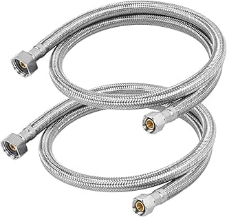 36" Faucet Supply Line, 3/8" Comp x 1/2" FIP Stainless Steel Kitchen Faucet Hose Connector, For Common Residence or Comercial Use with Moderate Distance (2-Pack)