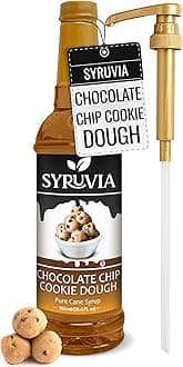Syruvia Coffee Syrup, Chocolate Chip Cookie Dough Flavored Syrup for Drinks, Lattes, and Desserts – 25.4 fl oz, With Pump