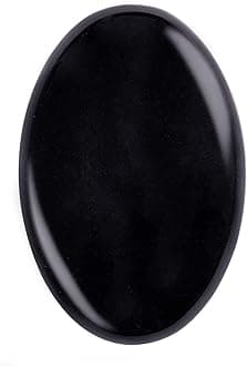 Black Obsidian Palm Stone Crystal - Natural Healing Crystal Oval Pocket Energy Stones for Anxiety Stress