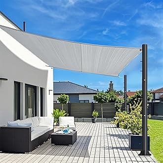 Thickening 2.0mm Sun Shade Sail Poles - 10ft Outdoor Removable Sunshade Support Post Heavy Duty Canopy Awning Shade Cloth Metal Pole Posts Kit for Outside Backyard Garden Ground - 2 Pack