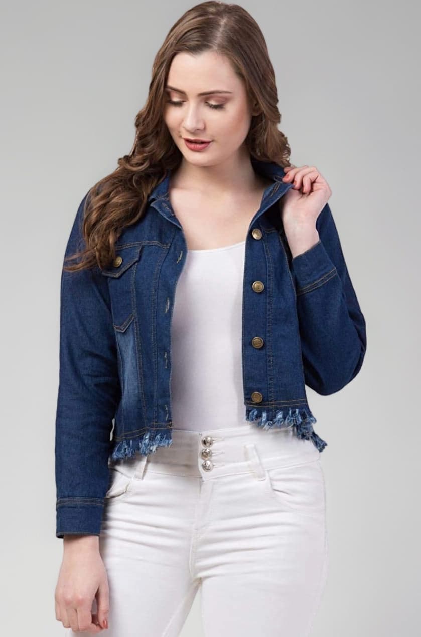 FUNDAY FASHION Women Denim Standard Length Full Sleeve Solid Jacket