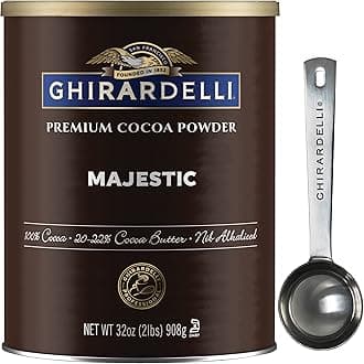 Ghirardelli Majestic Premium Cocoa Powder, 2 Pound Can with Ghirardelli Stamped Barista Spoon