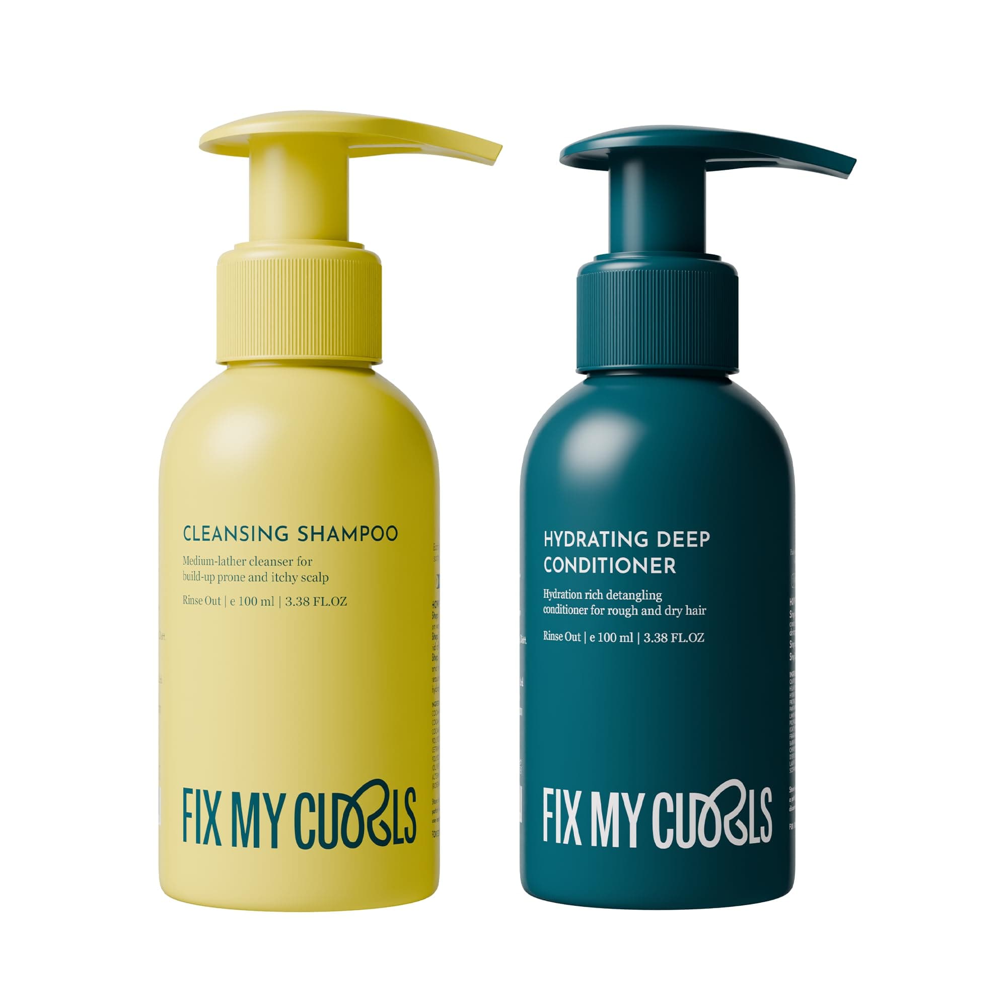 Shampoo & Condition Bundle | To Cleanse, Clarify & Hydrate Curly, Dry & Wavy Hair | Sulphate & Silicone Free|Anti-Dandruff | 100ml each