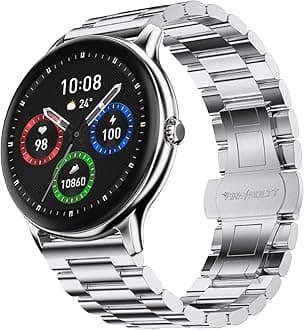 Fire‑Boltt Phoenix Pro Round Smart Watch 1.39″ Display with Bluetooth Calling,AI Voice Assistant,SpO2 & Heart Rate Monitor, 120+ Sports Modes,IP67 Waterproof Metal Smart Watch for Men & Women - Silver