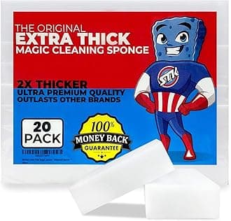 20 Pack Extra Thick Magic Cleaning Pads - Eraser Sponge for All Surfaces - Kitchen-Bathroom-Furniture-Leather-Car-Steel - Just Add Water to Erase All Dirt - Melamine - Universal Cleaner