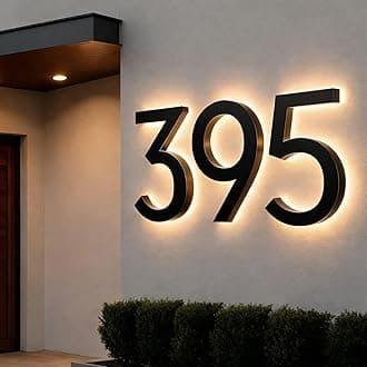 Custom LED House Numbers for Outside Light Up, Personalized Large Solar Powered Backlit Numbers, Waterproof Illuminated Address Numbers