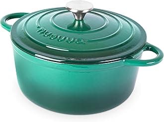 Cast Iron Dutch Oven with Lid – Non-Stick Ovenproof Enamelled Casserole Pot – Sturdy Dutch Oven Cookware – Dark Green, 5-Quart, 24cm – by Nuovva