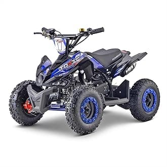 Toxic 50cc Blue Kids Mini Petrol Quad Bike, 29 km/h = 18 mph Top Speed, 2 Stroke - Single Cylinder, Rocker On-Off Kill Switch