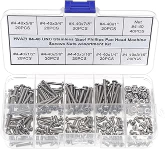 #2-56 UNC Stainless Steel Phillips Pan Head Machine Screws Nuts Assortment Kit #4-40UNC 43237-2