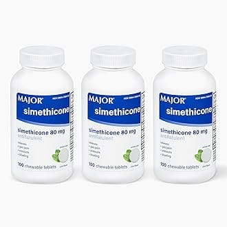 Simethicone Gas Relief 80 mg - Anti Flatulence, Bloating and Gas Pressure Aid - 100 Chewable Tablets (3 Pack)