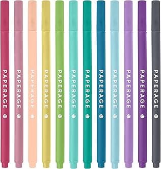 PAPERAGEFelt Tip Fine Point Pens (0.4mm), 12 Pack, Colored Pens For Journaling, Notebooks, Planners, Calendars & Drawing, Great for School, Office, & Home (Pastel)