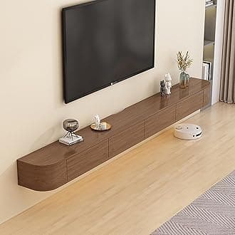 Modern Wall Mounted Floating TV Stand, Entertainment Unit, TV Console with Doors Drawers for Living Room, Bedroom (Walnut, 280CM)
