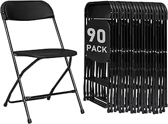 90 Pack Black Plastic Folding Chairs, Portable Party Chairs, Stackable Commercial Seats with Steel Frame for Home Office Wedding Party Indoor Outdoor Events Chairs, 350lbs Capacity