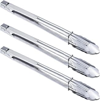 HINMAY Stainless Steel Locking Kitchen Tongs Extra Long Sturdy Heavy Duty Tongs Set for Cooking Grilling and Barbecue BBQ (14-Inch 3 Pieces)