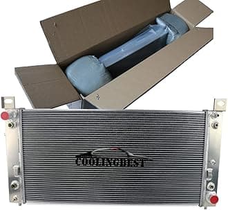 CU2370 34 Inch Aluminum Radiator for 1999-2014 Chevy Avalanche Tahoe Silverado Suburban 1500 2500 3500 HD, GMC Yukon XL Sierra Hummer H2, Cadillac Escalade ESV EXT V8, 3 Row Radiators