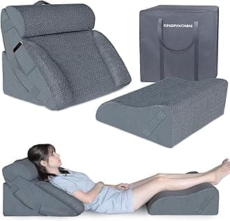 KingPavonini 4PCS Bed Wedge Pillow Post Surgery, Orthopaedic Sleeping Wedge Pillow Set for Neck, Back and Leg Pain Relief, Acid Reflux, GERD, Memory Foam Pillow for Sleep Apnea with Travel Bag