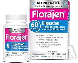 Florajen3 Digestion High Potency Refrigerated Probiotics | Restores Balance in Digestive System | for Antibiotic Side Effects | 60 Capsules