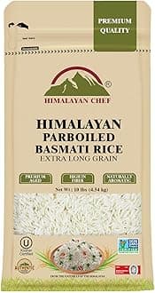 Himalayan Chef Parboiled Basmati Rice, Healthy & Extra Long Grain Rice, Premium Quality, Fluffy Quick Cooking Aromatic, Non-GMO, Halal and Kosher Certified - 10 lbs