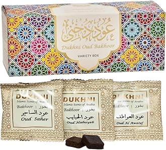 Oud Bakhoor Variety Box by Dukhni | Assorted Box | 30 pieces Bakhoor | Refill Kit | Arabic Bakhoor Incense | Rich, Luxurious, Long Lasting
