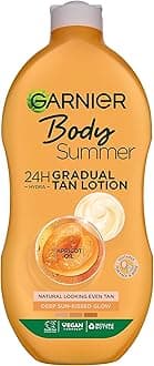 Garnier Summer Body Gradual Tan Moisturiser, For A Radiant, Sun Kissed Glow, Suitable For Face and Body, 24 Hour Hydration and A Natural Even Tan, Fast Absorption, Vegan Formula, Deep, 250 ml