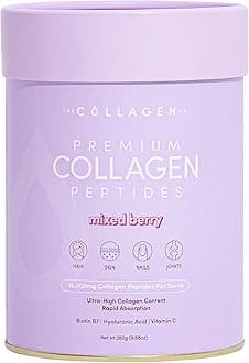 The Collagen Co. Premium Collagen Powder Infused with Vitamin C and Biotin - Radiance Boost - Nourishing Healthy Hair, Illuminating Skin, Fortifying Joints, and Bones - 14-Serve Mixed Berry Collagen