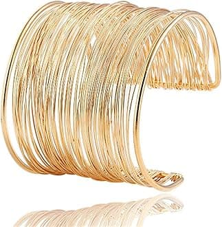 Stylish Bracelet Jewellery Gold Plated Cuff for Women (Golden) (YBBN_91677)