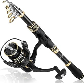 PLUSINNO Fishing Pole, Fishing Rod and Reel Combo,Telescopic Fishing Rod Kit with Spinning Reel, Collapsible Portable Fishing Pole with Carrier Bag for Freshwater Saltwater Fishing Gifts for Men Women
