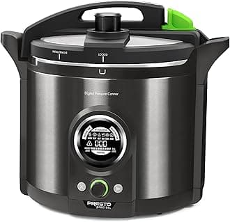 02144 12-Quart Digital Pressure Canner - Digital Display, Waterbath Capable, 10-Built-In Safety Features, Recipe Book, Black Stainless Steel