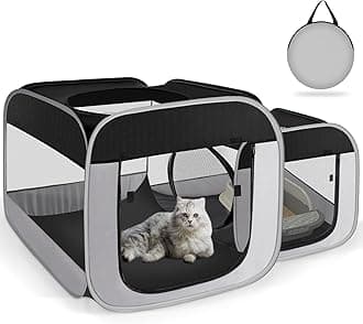 Tailtastic Large Cat Playpen with Separate Areas,Outdoo&Indoor Cat Enclosures,Portable Pet Playpen for Indoor Cats,Puppy and Small Animals, Dog Playpen with Carrybag.