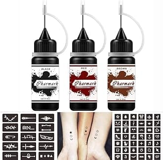 Temporary Kit for Women Men, Semi Permanent Ink Summer Trend Art Painting DIY Fake Freckles 84 Pcs Stencils - Full Kit 3 Colors (Black+Red+Brown)