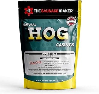 North American Natural Hog Casings for Home Sausage Making, Make 25 lbs. of Standard Italian, Polish and Bratwurst at about ~1.5” Stuffed Diameter Links (1)