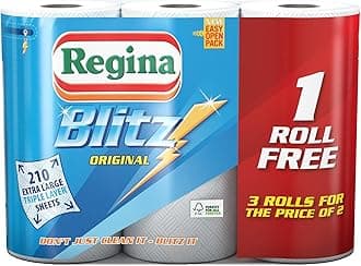 Regina 3-Ply Kitchen Roll Paper Towels - 3 Rolls of 70 Sheets Each