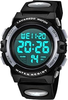 Kids Watch,Boys Watch for 3-15 Year Old Boys,Digital Sport Outdoor Multifunctional Chronograph LED 50 M Waterproof Alarm Calendar Analog Watch for Children with Silicone Band,Kids Gift