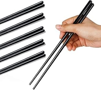 LEETOYIPorcelain Chopsticks Set of 5, Ceramic Chinese Chopsticks Easy To Clean, 9.6-Inch (Black)