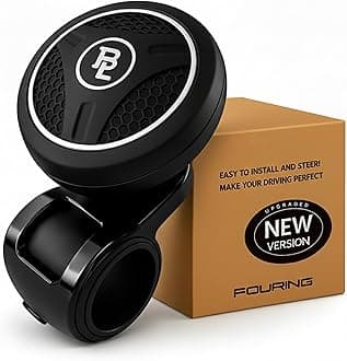 BL Steering Wheel Knob Spinner - Universal Non-Slip Fit, ABS & Premium Silicone Finish Suicide Knob with Metal Ball Bearing - Ideal for Cars, Trucks, Boats (Silicone Silver)