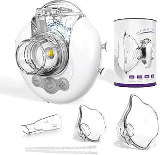 FEELLIFE Mini Nebuliser Machine for Adults Kids, Ultra Slience Handfree Nebulizer Inhaler with 3 Atomization Rate, Efficient Atomization for Home & Travel