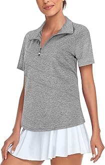 FlikityWomens Polo Shirts UK 1/4 Zip Quick Dry Ladies Golf Tops Moisture Wicking Sport Gym Athletic Tops Casual Workout Tops Yoga Tennis Runnning T Shirts S-2XL