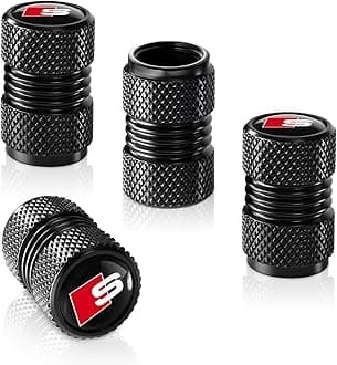 Tire Valve Stem Cap Cover for Audi S Line S3 S4 S5 S6 S7 S8 SQ2 SQ5 SQ7 SQ8 Belt O-Ring Seal Corrosion Resistant tire Valve caps 4 Pack Black
