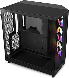 NZXT H6 Flow RGB | CC-H61FB-R1 | Compact Dual-Chamber Mid-Tower Airflow Case | Includes 3 x 120mm RGB Fans | Panoramic Glass Panels | High-Performance Airflow Panels | Cable Management | Black