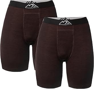 Merino.tech Merino Wool Boxer Briefs Men - Merino Wool Underwear Breathable Dry Fit Comfy Sports Base Layer for Men (Dark Brown 2 Pack, X-Large)