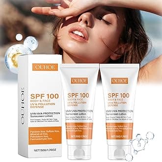 Sunscreen SPF 100, Broad Spectrum UVA/UVB Protection, Water Resistant, Anti-Aging Lotion (5 x 50g)