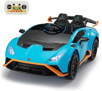 Lamborghini Kids Car TOBBI 12V Ride on Toys with Parental Remote Battery Powered Children Motorized Vehicles for Kids to Drive Lambo Ride on for Toddlers 3-8, Blue