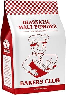 Bakers Club Artisan Diastatic Malt Powder 10oz - Enhance Flavor, Crust, Rise, Texture - Baking Bread, Pizza Crust, Pretzels, Desserts, Muffins, Bagels, Sourdough, Milkshakes - Made in USA, Malted